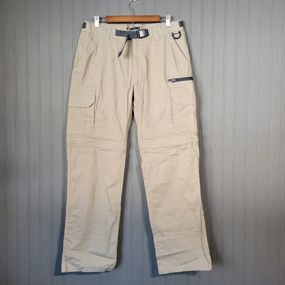 The BC Clothing Co Convertible Cargo Hiking Pants Zip Off Tan Men's M x 32